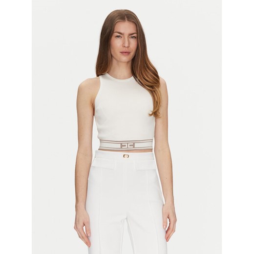 Elisabetta Franchi Top TK-39S-51E2 Biały Slim Fit ze sklepu MODIVO w kategorii Bluzki damskie - zdjęcie 182615351