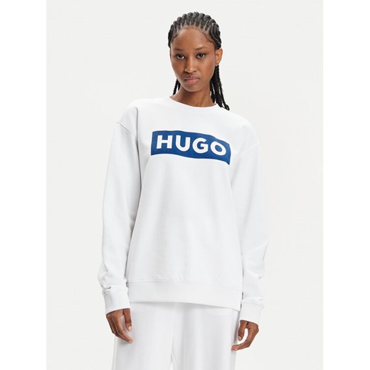 Hugo Bluza Classic 50515817 Biały Relaxed Fit ze sklepu MODIVO w kategorii Bluzy damskie - zdjęcie 182615432
