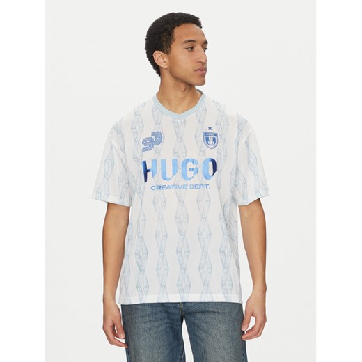 HUGO T-Shirt Notbal 50536080 Biały Oversize ze sklepu MODIVO w kategorii T-shirty męskie - zdjęcie 182615441