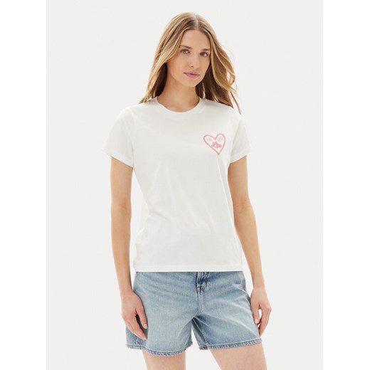 Lee T-Shirt Small Logo 112363635 Biały Regular Fit ze sklepu MODIVO w kategorii Bluzki damskie - zdjęcie 182615490