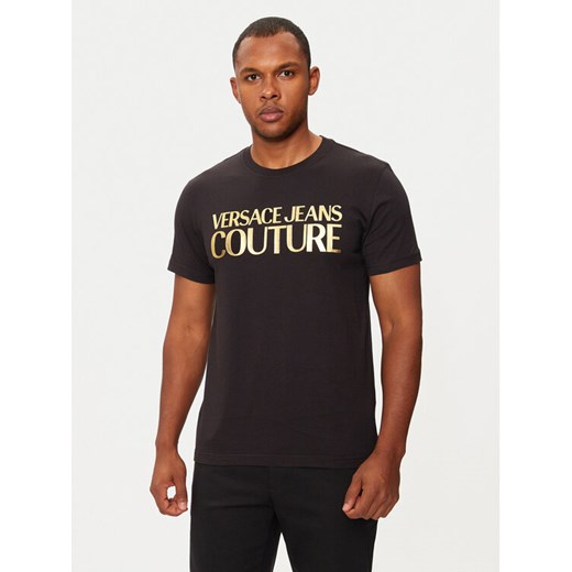Versace Jeans Couture T-Shirt 77GAHT05 Czarny Regular Fit ze sklepu MODIVO w kategorii T-shirty męskie - zdjęcie 182615554