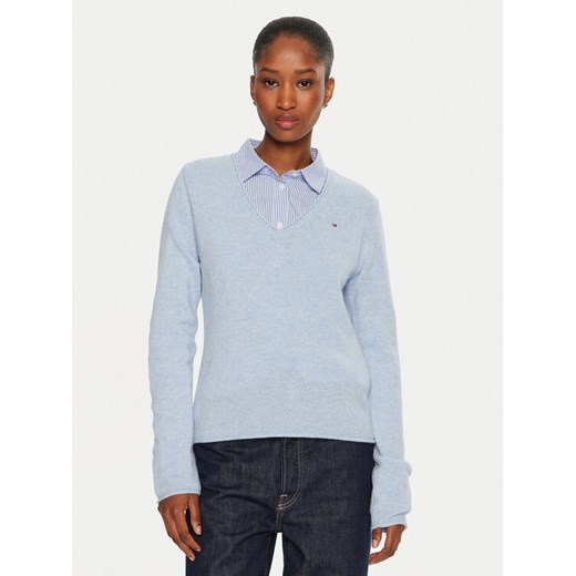 Tommy Hilfiger Sweter WW0WW43505 Niebieski Regular Fit ze sklepu MODIVO w kategorii Swetry damskie - zdjęcie 182615700