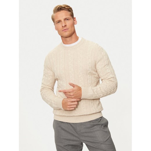 United Colors Of Benetton Sweter 1335U107G Beżowy Regular Fit ze sklepu MODIVO w kategorii Swetry męskie - zdjęcie 182615742