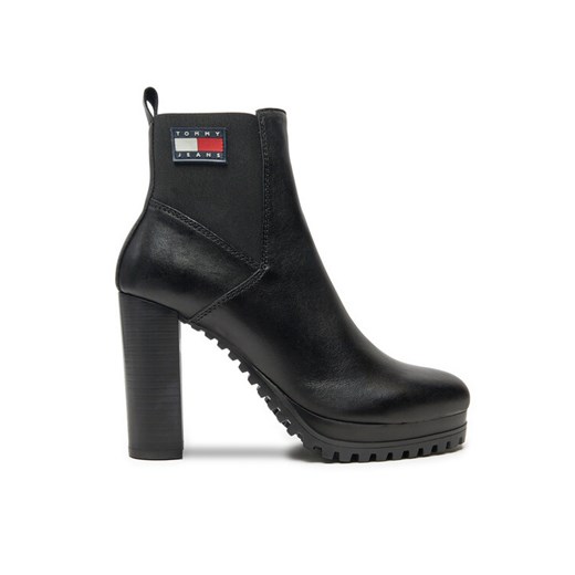 Tommy Jeans Botki Tjw New Ess High Heel Boot EN0EN02439 Czarny ze sklepu MODIVO w kategorii Botki - zdjęcie 182615752