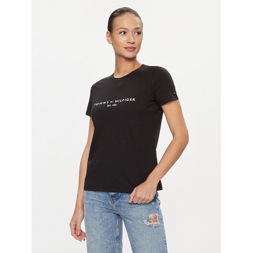 Tommy Hilfiger T-Shirt Heritage C-Nk WW0WW31999 Czarny Regular Fit ze sklepu MODIVO w kategorii Bluzki damskie - zdjęcie 182615970