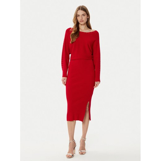 Morgan Sukienka dzianinowa 242-RMLIDO Czerwony Slim Fit ze sklepu MODIVO w kategorii Sukienki - zdjęcie 182616094
