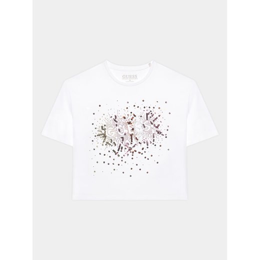 Guess T-Shirt J3YI21 K6YW1 Biały Boxy Fit ze sklepu MODIVO w kategorii Bluzki dziewczęce - zdjęcie 182616181