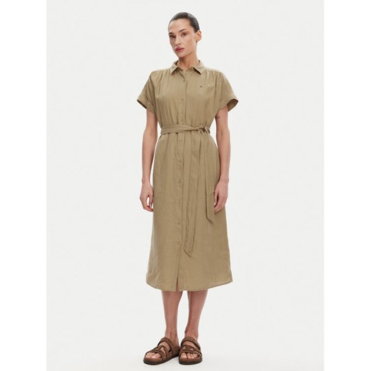 Tommy Hilfiger Sukienka koszulowa Ess WW0WW44653 Beżowy Regular Fit ze sklepu MODIVO w kategorii Sukienki - zdjęcie 182616291