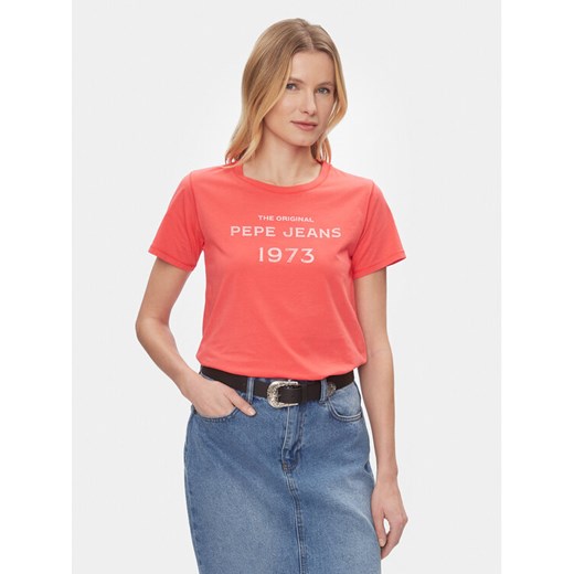 Pepe Jeans T-Shirt Harbor PL505743 Czerwony Regular Fit ze sklepu MODIVO w kategorii Bluzki damskie - zdjęcie 182616433