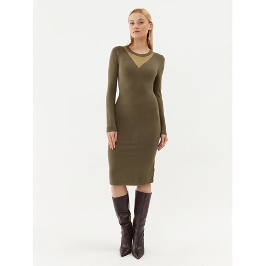 Fracomina Sukienka dzianinowa FJ23WD5002K51801 Khaki Slim Fit ze sklepu MODIVO w kategorii Sukienki - zdjęcie 182616562