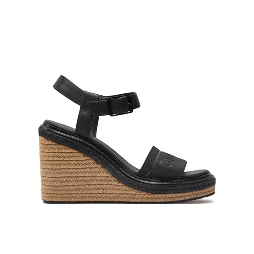 Calvin Klein Espadryle Wedge Sandal 70 He HW0HW02050 Czarny ze sklepu MODIVO w kategorii Sandały damskie - zdjęcie 182616613