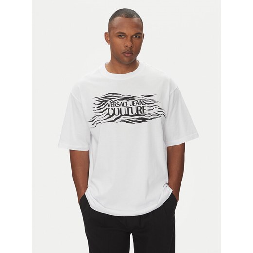 Versace Jeans Couture T-Shirt 78GAH6L1 Biały Regular Fit ze sklepu MODIVO w kategorii T-shirty męskie - zdjęcie 182616701