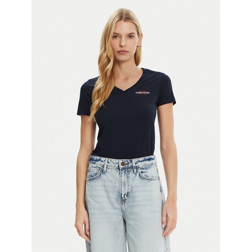 Guess Jeans T-Shirt W4YI23 J1314 Granatowy Slim Fit ze sklepu MODIVO w kategorii Bluzki damskie - zdjęcie 182616921