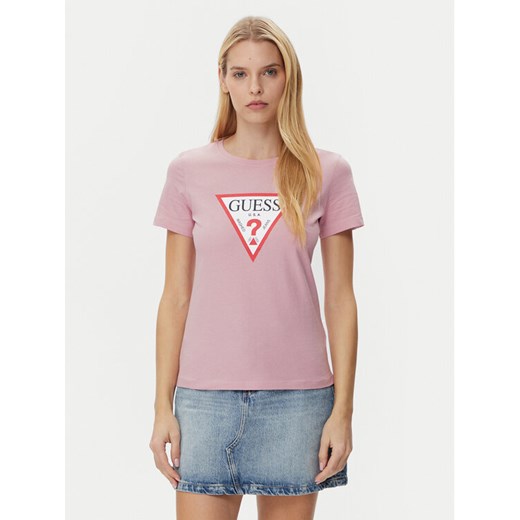 Guess T-Shirt W1YI1B I3Z14 Fioletowy Regular Fit ze sklepu MODIVO w kategorii Bluzki damskie - zdjęcie 182617250