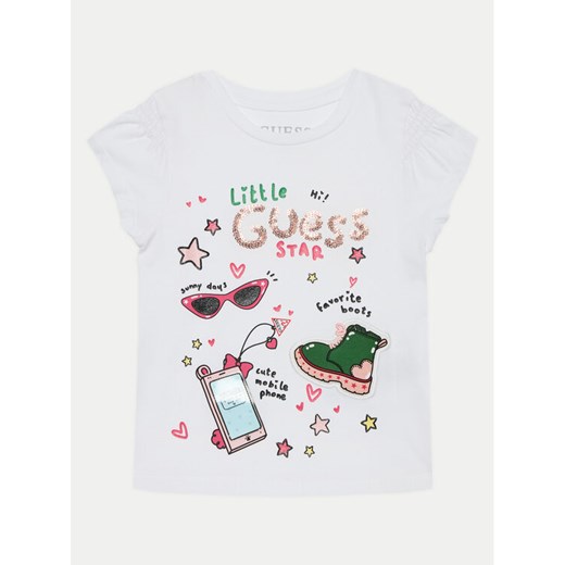 Guess T-Shirt K5RI14 K6YW4 Biały Regular Fit ze sklepu MODIVO w kategorii Bluzki dziewczęce - zdjęcie 182617323