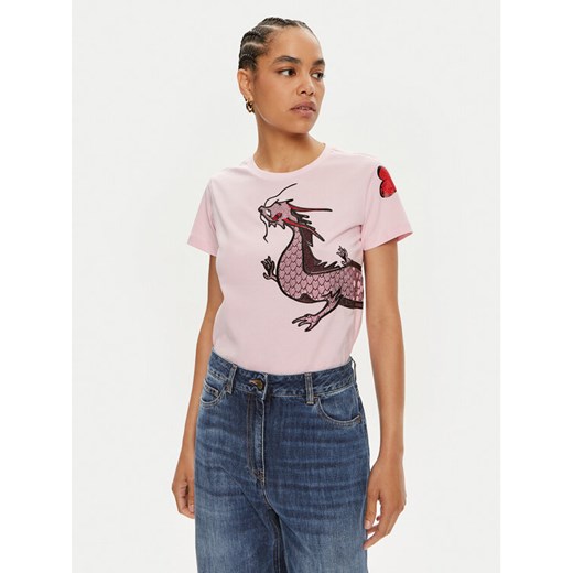 Pinko T-Shirt Quentin 100535 A1QT Różowy Regular Fit ze sklepu MODIVO w kategorii Bluzki damskie - zdjęcie 182617330
