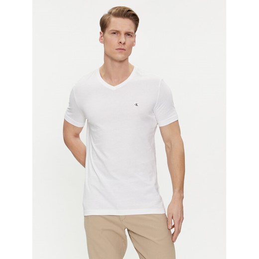 Calvin Klein Jeans T-Shirt Embro Badge J30J325212 Biały Slim Fit L MODIVO