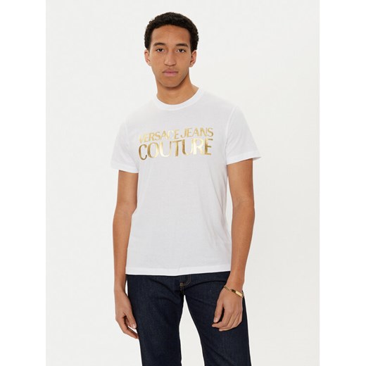 Versace Jeans Couture T-Shirt 78GAHT05 Biały Regular Fit ze sklepu MODIVO w kategorii T-shirty męskie - zdjęcie 182617814