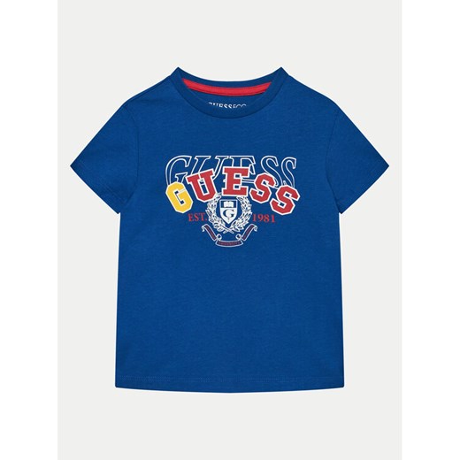 Guess T-Shirt N5RI00 K8HM4 Niebieski Regular Fit ze sklepu MODIVO w kategorii Bluzki dziewczęce - zdjęcie 182617833