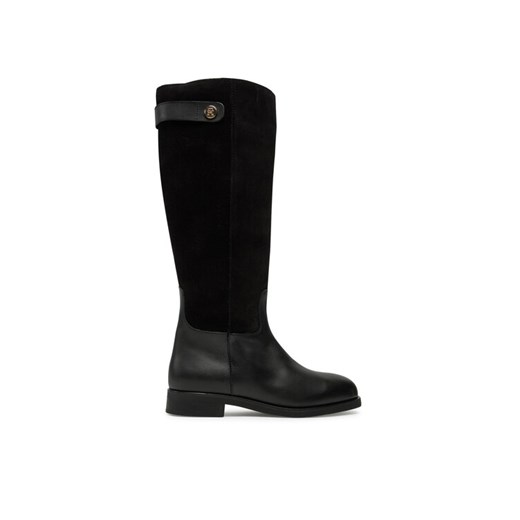 Tommy Hilfiger Kozaki Th Stud Leather Mix Long Boot FW0FW08341 Czarny ze sklepu MODIVO w kategorii Kozaki damskie - zdjęcie 182617940