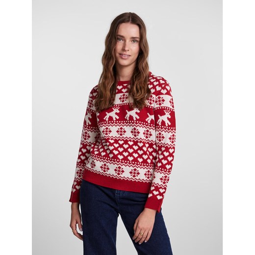 Pieces Sweter 17121018 Czerwony Regular Fit ze sklepu MODIVO w kategorii Swetry damskie - zdjęcie 182618144