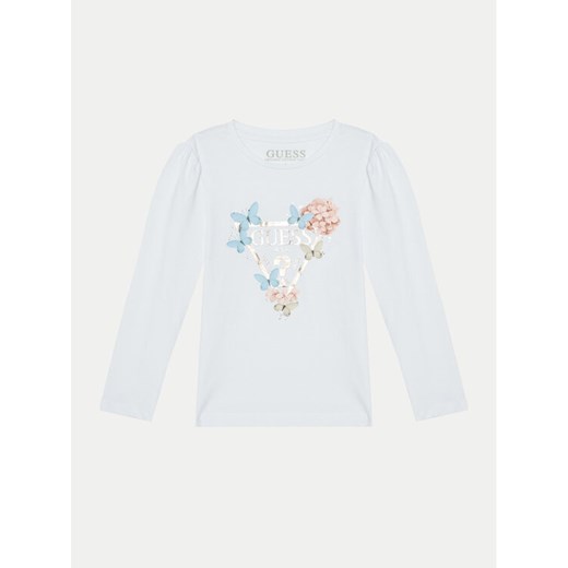 Guess Bluzka K5RI08 K6YW4 Biały Regular Fit ze sklepu MODIVO w kategorii Bluzki dziewczęce - zdjęcie 182618262