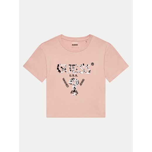 Guess T-Shirt J4YI46 K8FQ4 Różowy Boxy Fit ze sklepu MODIVO w kategorii Bluzki dziewczęce - zdjęcie 182618352