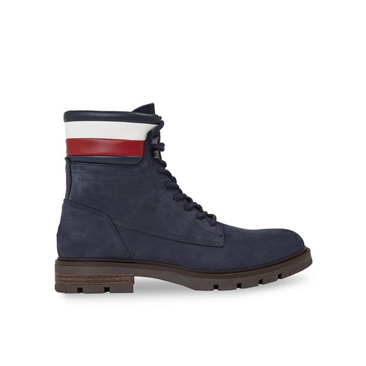 Tommy Hilfiger Trapery Corporate Hilfiger Nubuck Boot FM0FM04801 Niebieski ze sklepu MODIVO w kategorii Buty zimowe męskie - zdjęcie 182618354