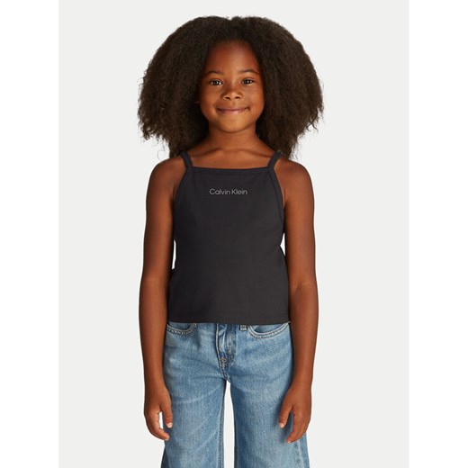 Calvin Klein Jeans Top Punto IG0IG02868 Czarny Slim Fit ze sklepu MODIVO w kategorii Bluzki dziewczęce - zdjęcie 182618964