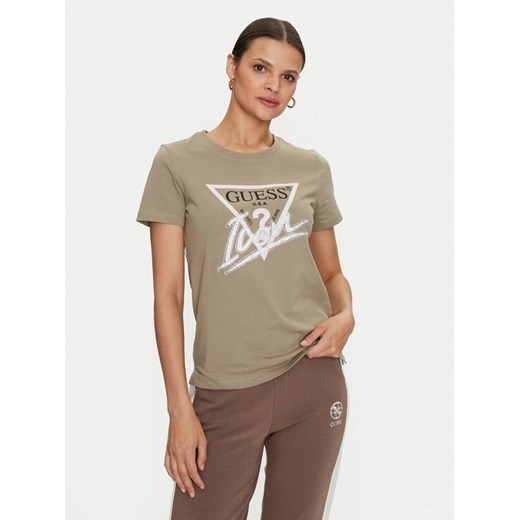 Guess T-Shirt Icon W4YI32 I3Z14 Zielony Regular Fit ze sklepu MODIVO w kategorii Bluzki damskie - zdjęcie 182619004