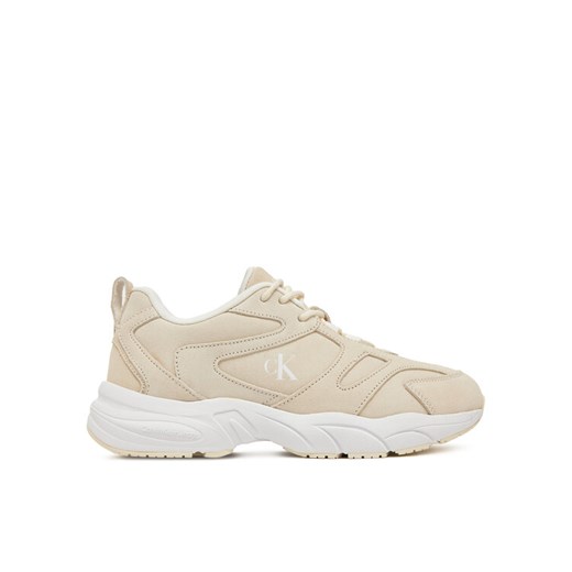 Calvin Klein Jeans Sneakersy Retro Tennis Low Mg Mix Media Wn YW0YW01639 Écru ze sklepu MODIVO w kategorii Buty sportowe damskie - zdjęcie 182619283