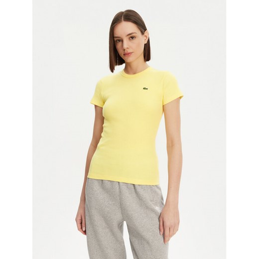 Lacoste T-Shirt TF5538 Żółty Slim Fit ze sklepu MODIVO w kategorii Bluzki damskie - zdjęcie 182619511