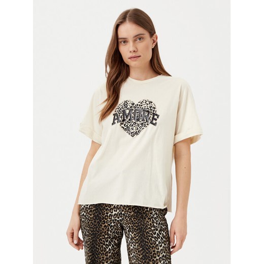 ONLY T-Shirt Lucy 15339887 Beżowy Loose Fit ze sklepu MODIVO w kategorii Bluzki damskie - zdjęcie 182619794