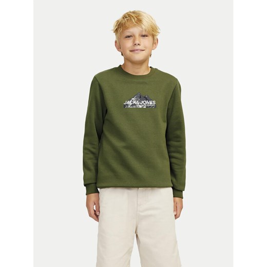 Jack&Jones Junior Bluza Mountain Logo 12263372 Zielony Relaxed Fit ze sklepu MODIVO w kategorii Bluzy chłopięce - zdjęcie 182619924