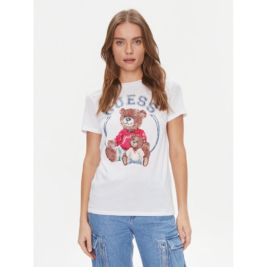Guess T-Shirt W4RI86 K9SN1 Biały Regular Fit ze sklepu MODIVO w kategorii Bluzki damskie - zdjęcie 182620124