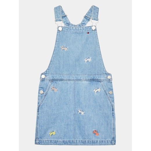 Tommy Hilfiger Sukienka jeansowa Dungaree KG0KG07194 D Niebieski Regular Fit ze sklepu MODIVO w kategorii Spódnice dziewczęce - zdjęcie 182620184