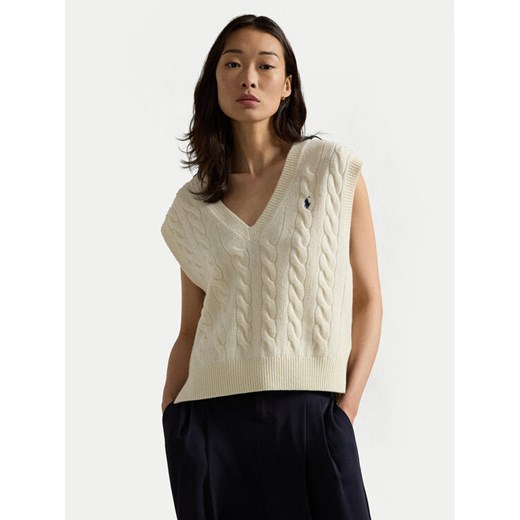 Polo Ralph Lauren Sweter 211949994002 Écru Regular Fit ze sklepu MODIVO w kategorii Swetry damskie - zdjęcie 182620294
