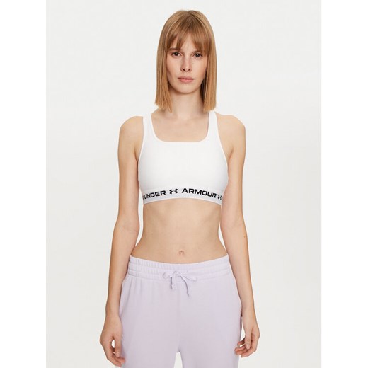 Under Armour Biustonosz sportowy Crossback Mid Bra 1361034 Biały ze sklepu MODIVO w kategorii Biustonosze - zdjęcie 182620533