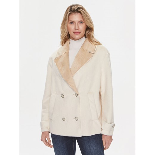 Guess Kożuch Sabrina W4RL37 WFZV0 Beżowy Regular Fit ze sklepu MODIVO w kategorii Płaszcze damskie - zdjęcie 182620540