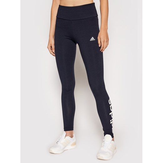 adidas Legginsy Essentials Logo H07781 Granatowy Extra Slim Fit ze sklepu MODIVO w kategorii Spodnie damskie - zdjęcie 182620561