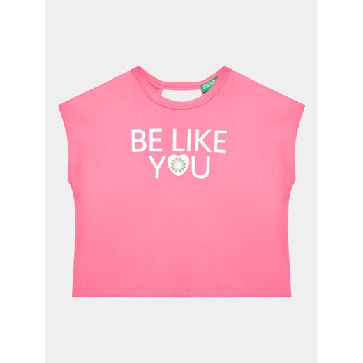 United Colors Of Benetton T-Shirt 3096C10BW Różowy Regular Fit ze sklepu MODIVO w kategorii Bluzki dziewczęce - zdjęcie 182620680