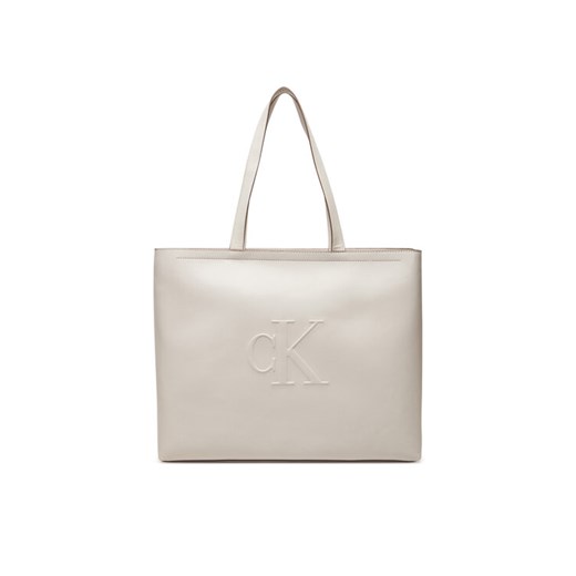 Calvin Klein Jeans Torebka Sculpted Slim Tote34 LV04K3070G Écru ze sklepu MODIVO w kategorii Torby Shopper bag - zdjęcie 182620791