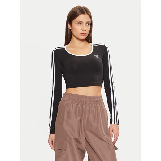 adidas Bluzka adicolor 3-Stripes JD4624 Czarny Slim Fit ze sklepu MODIVO w kategorii Bluzki damskie - zdjęcie 182620820