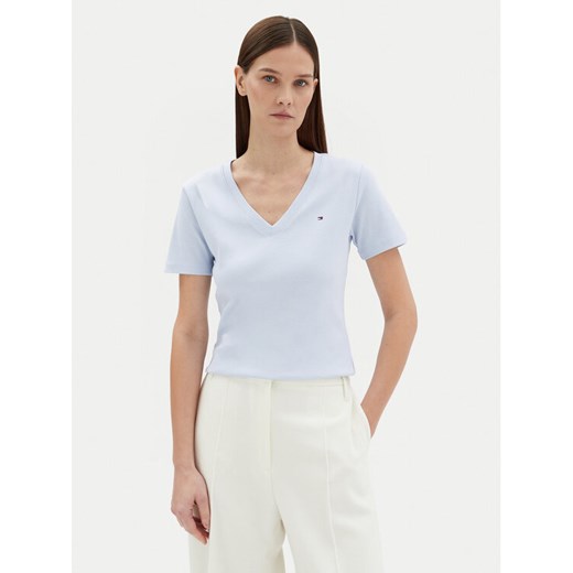 Tommy Hilfiger T-Shirt New Cody WW0WW40584 Błękitny Slim Fit ze sklepu MODIVO w kategorii Bluzki damskie - zdjęcie 182621221