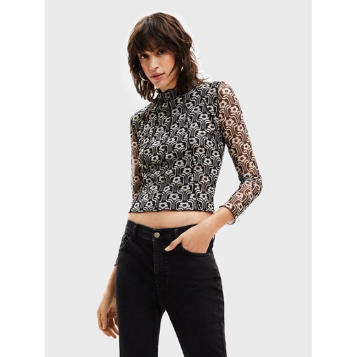 Desigual Bluzka Karen 22WWTKA4 Czarny Slim Fit ze sklepu MODIVO w kategorii Bluzki damskie - zdjęcie 182621292