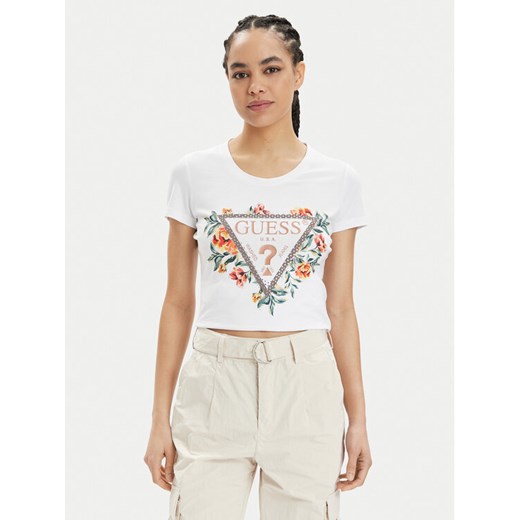 Guess T-Shirt W4GI24 J1314 Biały Slim Fit ze sklepu MODIVO w kategorii Bluzki damskie - zdjęcie 182621380