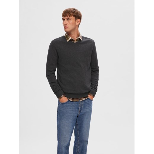 Selected Homme Sweter 16090147 Szary Regular Fit ze sklepu MODIVO w kategorii Swetry męskie - zdjęcie 182621382
