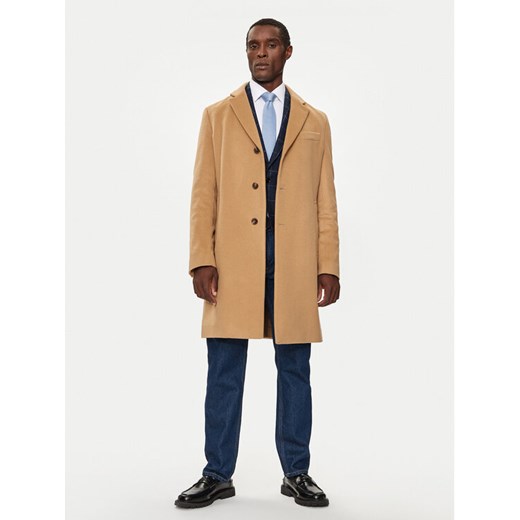 Boss Płaszcz wełniany H-Hyde 50525739 Beżowy Slim Fit ze sklepu MODIVO w kategorii Płaszcze męskie - zdjęcie 182621432
