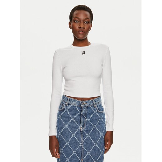 Hugo Bluzka Dafilomena_3 50518378 Biały Slim Fit ze sklepu MODIVO w kategorii Bluzki damskie - zdjęcie 182621610