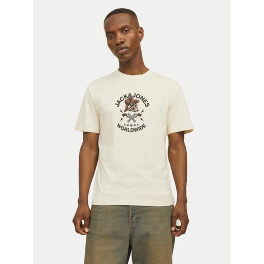 Jack&Jones T-Shirt Seven Skull 12262491 Écru Regular Fit ze sklepu MODIVO w kategorii T-shirty męskie - zdjęcie 182621613